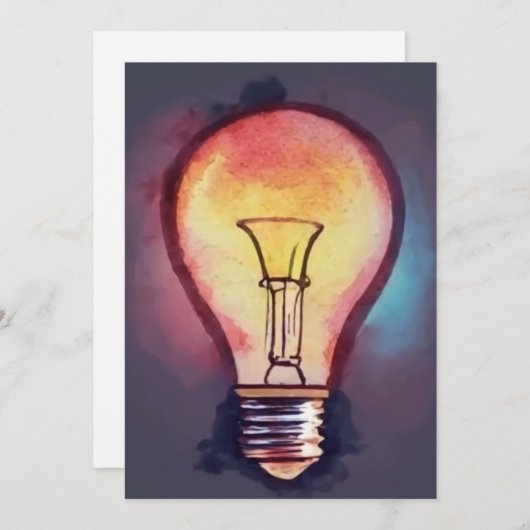 Gloeilamp Waterverf schilderen, gloeilamp Feestdagenkaart (Voorkant / Achterkant)