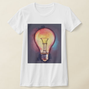 Gloeilamp Waterverf schilderen, gloeilamp T-shirt