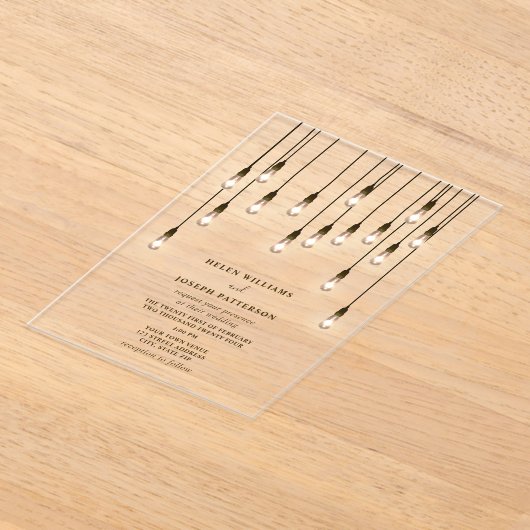 gloeilampen bruiloft acryl uitnodigingen (Laagn)