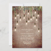 gloeilampen Greenery Brick Wedding Invitati Kaart (Voorkant)