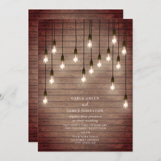 gloeilampen Hout Weddenschap Kaart (Voorkant / Achterkant)
