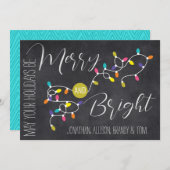  gloeilampen Merry & Bright kerstKaart (Voorkant / Achterkant)