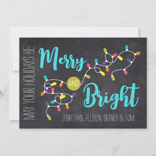  gloeilampen Merry & Bright kerstKaart (Voorkant)