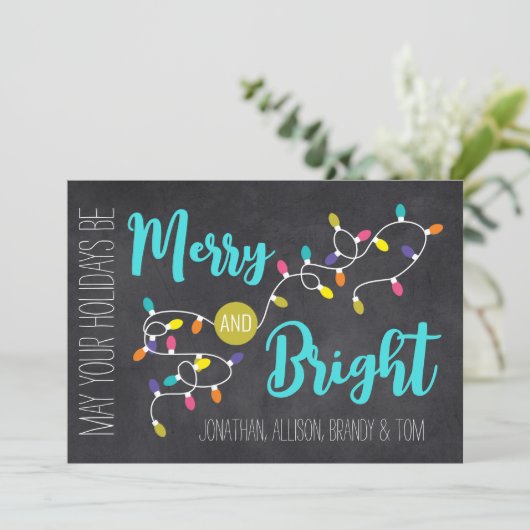 gloeilampen Merry & Bright kerstKaart (Staand voorkant)