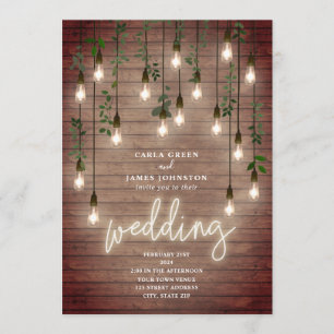 gloeilampen Neon Sign Wood Weddenschap Kaart