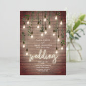  gloeilampen Neon Sign Wood Wedding Kaart (Staand voorkant)