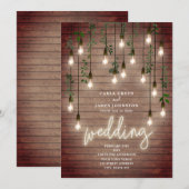  gloeilampen Neon Sign Wood Wedding Kaart (Voorkant / Achterkant)