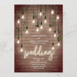  gloeilampen Neon Sign Wood Wedding Kaart