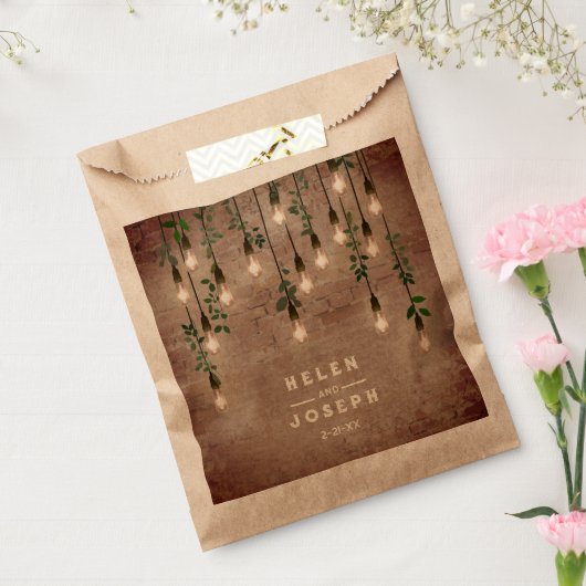  gloeilampen Rustic Brick Botanical Wedding Bedankzakje (Gezegeld)