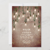  gloeilampen Rustic Brick Botanical Wedding Kaart (Voorkant)