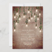  gloeilampen Rustic Brick Botanical Wedding Kaart (Voorkant)
