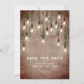 gloeilampen Rustic Brick Botanical Wedding Save The Date (Voorkant)