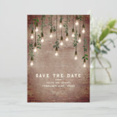gloeilampen Rustic Brick Botanical Wedding Save The Date (Staand voorkant)