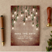 gloeilampen Rustic Brick Botanical Wedding Save The Date