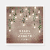  gloeilampen Rustic Brick Botanical Wedding Servet (Voorkant)