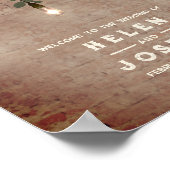 gloeilampen Rustic Brick Weddenschap Welkom Poster (Hoek)