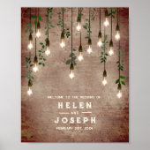  gloeilampen Rustic Brick Weddenschap Welkom Poster (Voorkant)