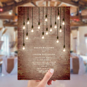  gloeilampen Rustic Brick Wedding Kaart