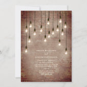 gloeilampen Rustic Brick Wedding Kaart (Voorkant)
