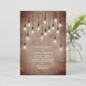 gloeilampen Rustic Brick Wedding Kaart (Staand voorkant)