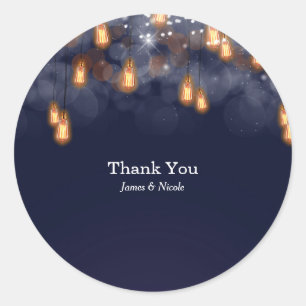  gloeilampen Rustic Wedding Favor Ronde Sticker
