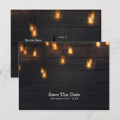  gloeilampen Rustiek Hout Save the Date Aankondigingskaart (Voorkant / Achterkant)