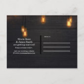  gloeilampen Rustiek Hout Save the Date Aankondigingskaart (Achterkant)