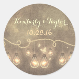 Gloeilampen - String Lights Bruiloft Ronde Sticker