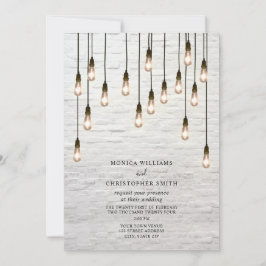  gloeilampen White Brick Wedding Kaart