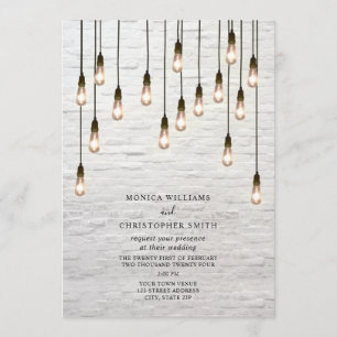  gloeilampen White Brick Wedding Kaart