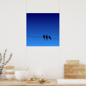 Glooming Blackbird Silhouette op Wire Poster (Keuken)