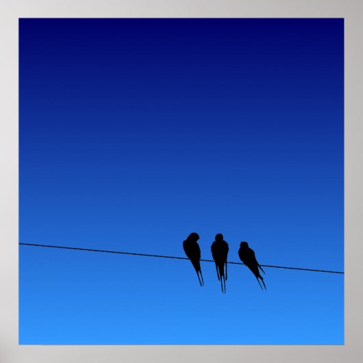 Glooming Blackbird Silhouette op Wire Poster (Voorkant)