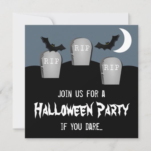 Gloomy Graveyard Halloween Party Invite Kaart (Voorkant)