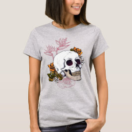 Gloomy Skull met Strelitzia bloemen T-Shirt