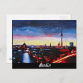 Gloomy Skyline van Berlijn Duitsland met sterren Briefkaart (Voorkant / Achterkant)