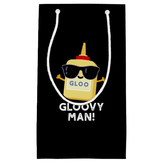 Gloovy Man Funny Super Glue Pun Dark BG Klein Cadeauzakje (Voorkant)