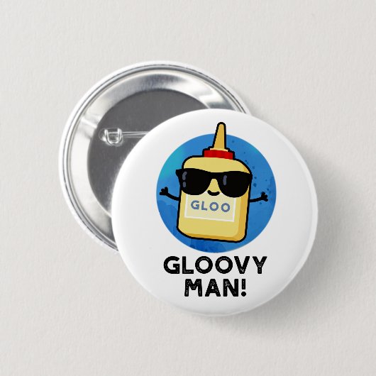 Gloovy Man Funny Super Glue Pun Ronde Button 5,7 Cm (Voorkant /achterkant)