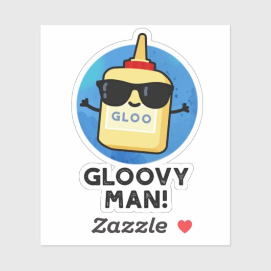 Gloovy Man Funny Super Glue Pun Sticker (Vel)