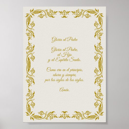 Gloria al Padre con detalles Botánicos Dorados Poster (Voorkant)