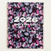 Gloria-Black,Gray,Pink Floral Customizable Planner (Voorkant)