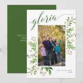 Gloria Groene Lijst Religieuze Foto Feestdagenkaart (Voorkant / Achterkant)