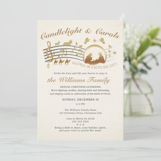 Gloria in Excelsis Deo Christmas Carols Gathering Kaart (Staand voorkant)