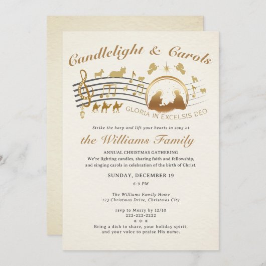 Gloria in Excelsis Deo Christmas Carols Gathering Kaart (Voorkant / Achterkant)