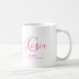 Gloria naam betekenis en monogram roze tekst koffiemok