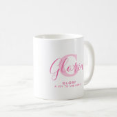 Gloria name meaning and monogram pink text koffiemok (Voorkant rechts)