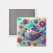 GLORIA ~ Schattigee Heldere Metallic Bird ~ Magneet (Voorkant / Achterkant)