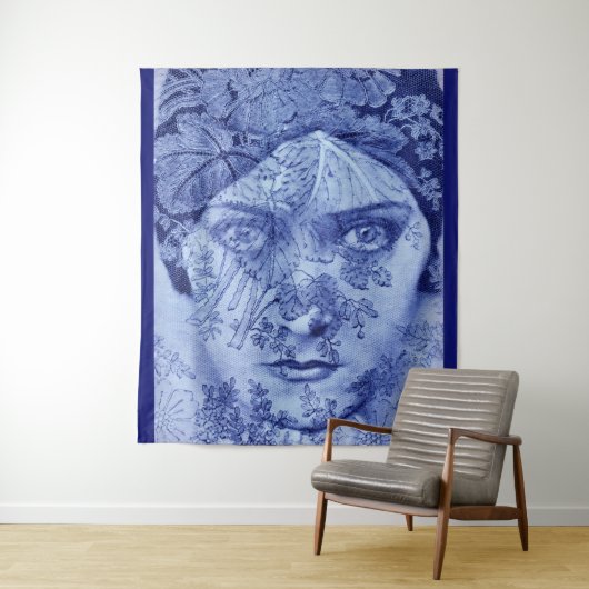 Gloria Swanson blauw Wandkleed (In situ)