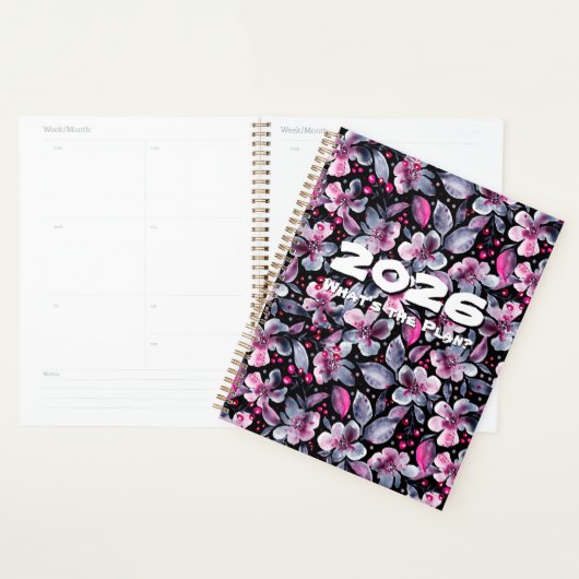 Gloria-Zwart,Grijs,Roze Bloemige Aanpasbare Planne Planner (Display)