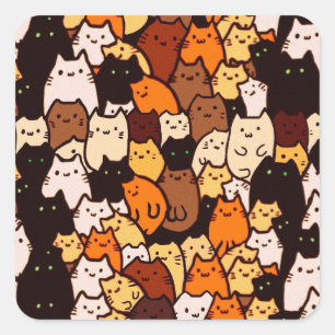 Gloride kattenpatroon ... Kawaii doodle art Vierkante Sticker