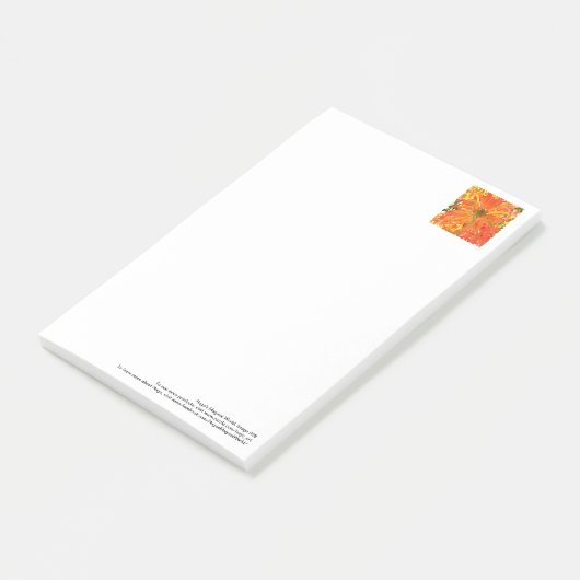 Gloride oranje bloem, grote postit notes (Schuin)